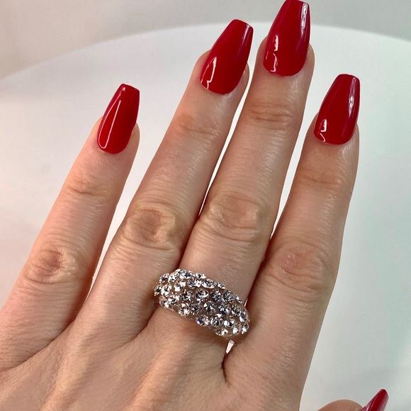 Acrylic Ring With Swarovski Crystals, Lucite Ring, Modern Crystal Ring - Picture 10 of 13